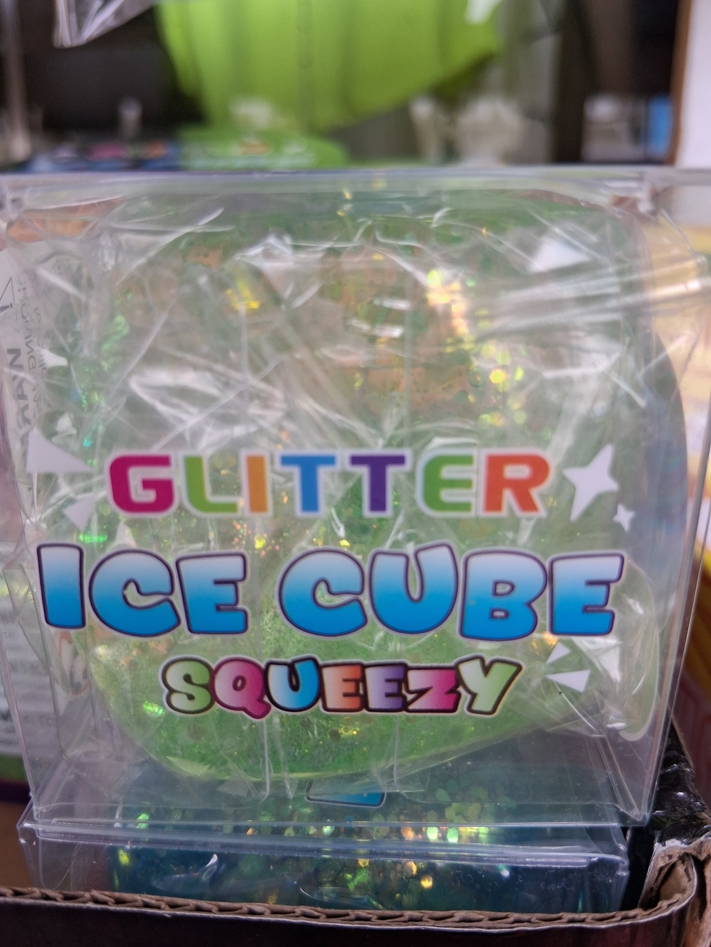 Glitter Ice Cube Squeezy - Green, Blue, Pink , Purple  Glitter